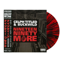 red splatter Vinyl record with black and red design featuring text and japanese OBI for Nineteen Ninety More 