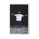 Cassette tape with Big L in a white shirt and blue pants on a black background