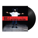 Vinyl record with cover featuring 'BIG L in a white tee with  Harlem's Finest Return of the King' text in a red stripe on the cover 
