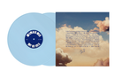 Blue Vinyl record with a blue label and cloud-themed cover on a white background with tracklist 