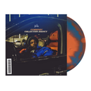 Vinyl record with a person in a car and 'Currents Collection Agency' text, alongside a colorful record sleeve.