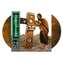 Vinyl record with a person holding a boombox and digital display in a desert setting