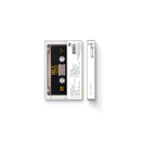 Cassette tape with its cover on a white background