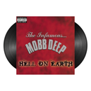 Vinyl album cover for 'Hell on Earth' by Mobb Deep with a red background and black vinyl.