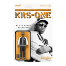 A packaged 3.75-inch KRS-One ReAction figure with a black and white photo of KRS-One on the packaging, wearing a hat and sunglasses.