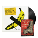 Vinyl record with a banana design and a coloring book titled 'Gangsta Rap Coloring Book' by AyeJay