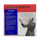 Album cover for Ayalew Mesfin's 'Tewedie Limut (Let Me Die Loved)', featuring a bold red top banner with black text, a red-and-white patterned left panel with additional text, and a black-and-white photo of the singer performing on stage on the right.