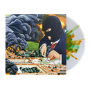 Vinyl record with a cover featuring a person in a balaclava playing chess against aocalyptic landscape.