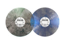 Two vinyl records of Paul Wall The Peoples Champ with marbled green and blue design on a white background
