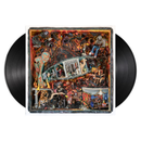 Vinyl records with a detailed cover featuring artistic designs and figures.
