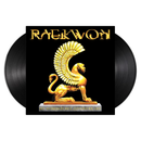Vinyl records with a gold winged lion design and 'Raekwon' text on a black background