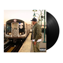 Vinyl record with a person at a train station on the cover