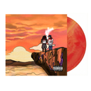 Vinyl record with a sunset design and two people on a cliff, featuring a 'Mature Content' label.