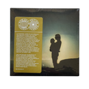 Silhouette of a couple embracing with a sunset or sunrise in the background