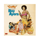 Album cover for 'Coffy' featuring a woman holding a gun and various characters from the movie.