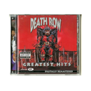 Death Row Records 'Greatest Hits' CD cover with a red background and graphic design of a person in an electric chair 