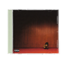 CD cover with a person sitting on a red carpet in front of a large curtain.