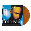 Vinyl record with cover featuring a portrait and 'i'm ready' text, brand 'Tevin Campbell' visible.