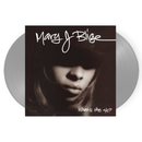 Vinyl record with a cover featuring a portrait and 'Mary J. Blige' text on a white background